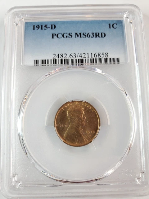 1915-D 1C LINCOLN Wheat Cent (PENNY) PCGS MS63RD