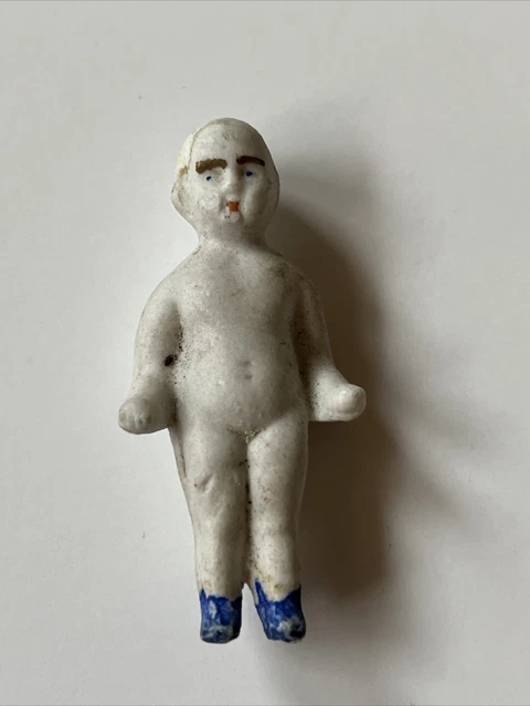 Vtg JAPAN Porcelain Bisque Hand Painted Miniature Toy Man Doll Figurine 2 Inch