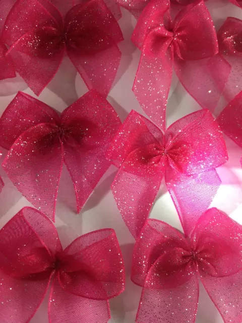 GlitterRibbonBows Bundle Cardmaking/Scrapbooking Bright Pink Lot20a BUY3GET1FREE