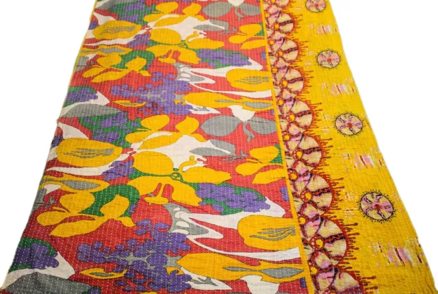 Kantha Edredón Vintage Kantha Edredones Ralli Gudri Indio Handmade Manta VKQ1144