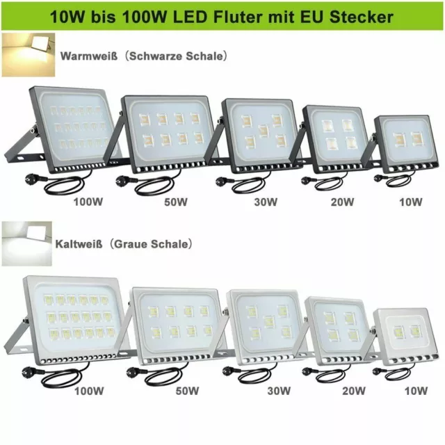 10W-100W LED Fluter Lampe Außen Strahler Scheinwerfer Flutlicht Warmweiß IP65