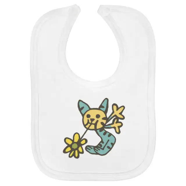 'gato con flor' babero suave algodón para bebé (BI00053932)