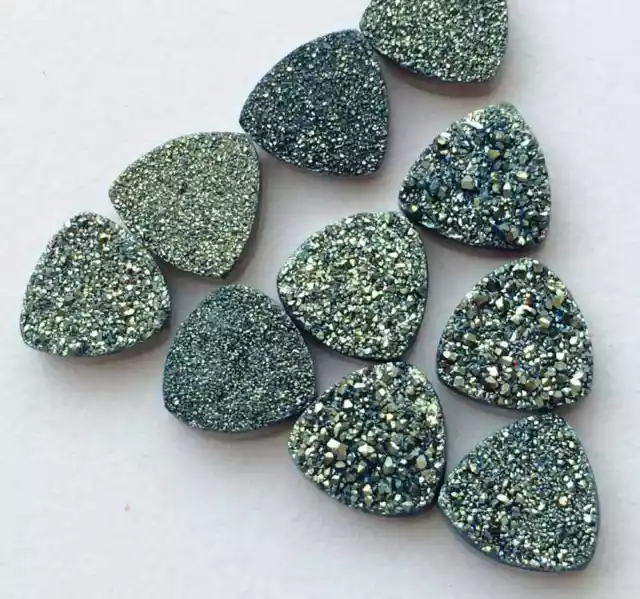 12mm Paon Vert Bleu Druse Trillion, Titane Vert Druse Assortis Paires 3