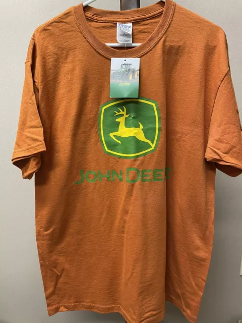 JOHN DEERE 100% Cotton Logo T-SHIRT NWT Burnt Orange ADULT Medium