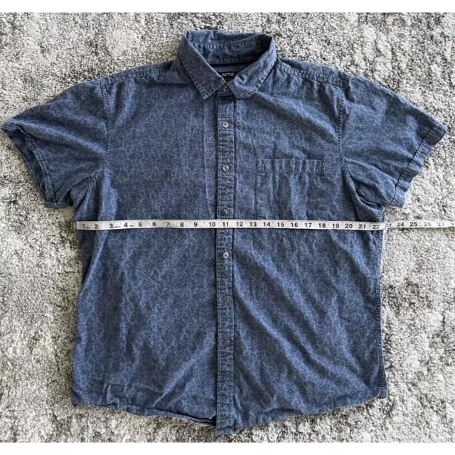 APT. 9 MENS Button Front Shirt Blue Paisley Stretch Slim Fit 100% ...