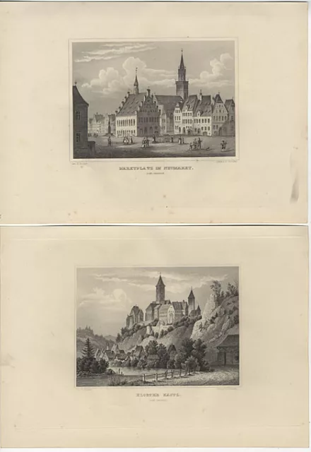 Oberpfalz : Neumarkt / Kloster Kastl / Eschenbach - 3 Stahlstiche, um 1870