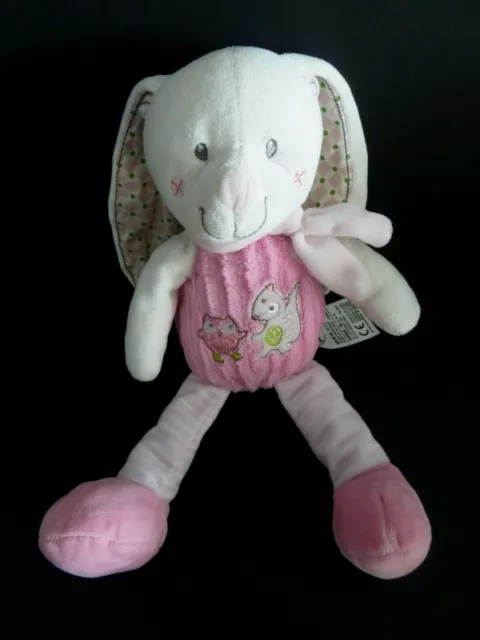 C6- Doudou Peluche Mots D'enfants Lapin Rose Blanc Ecureuil Hibou Chouette - Tbe