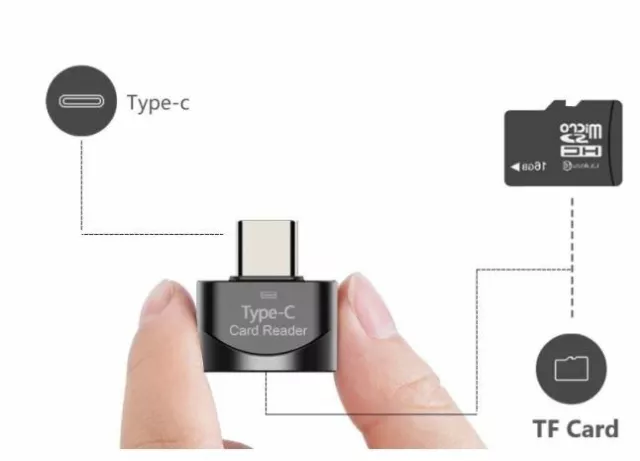 USB-C Adaptador a Lector de Tarjetas de Memoria Micro SD TF Tipo C Para Teléfono 2