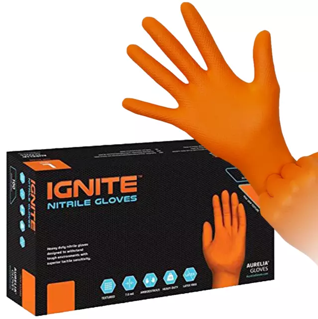 900 XXL Industrial 7 mil HD Orange Nitrile Work Gloves (Gloveworks Comp) Heavy