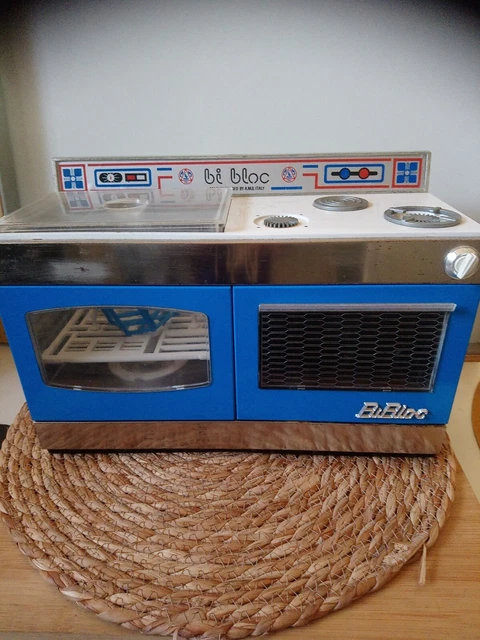Rare jouet ancien cuisinière baby/baudin en fonte émaillée avec ustensils - Jeux & Jouets