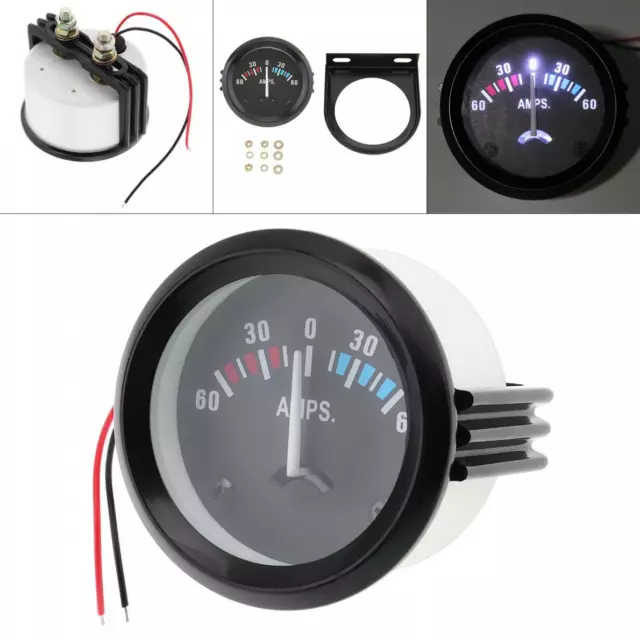 2" 52MM Universal Ammeter Gauge Meter  12V 60-0-60 AMP for Car Boat Truck ATV