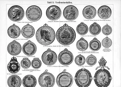Stich v. 1897 Verdienstmedaillen Verdienstkreuze
