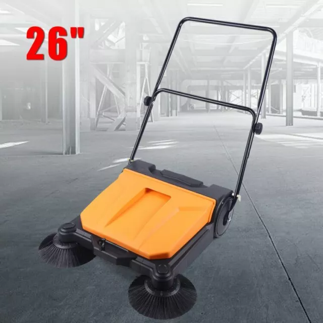 26" Inch Large Area Floor Push Sweeper Commercial Industrial Floor Boards Clean
