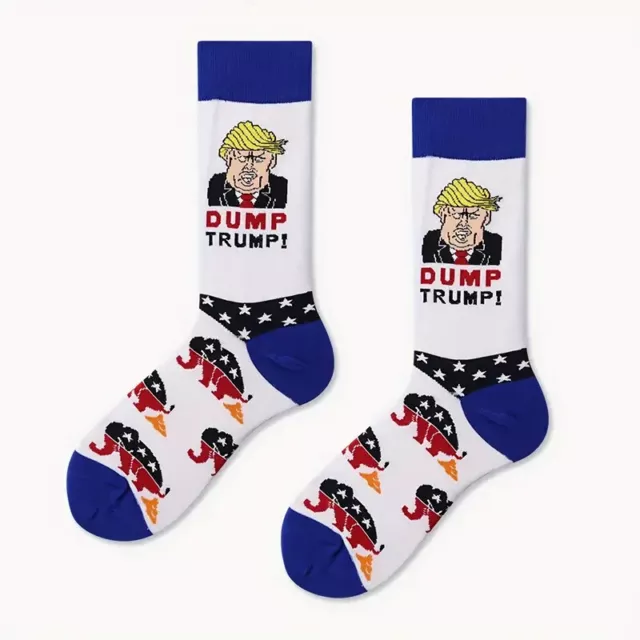 2 pairs of Dump Trump Socks Funatic Unisex Mens 6-11 Womens 7.5-12 Funny Comic