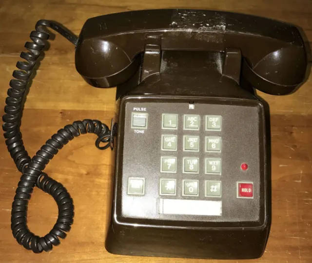 Desk Telephone Vintage Brown Push Button Office Radio Shack Phone 43-376