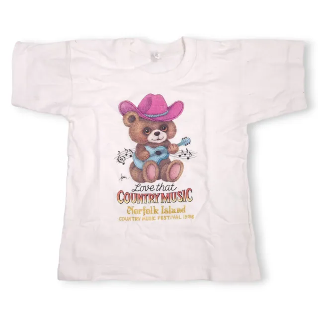 Vintage Country Music T Shirt Kids 6 Norfolk Island Festival 1998 Teddy Bear 90s