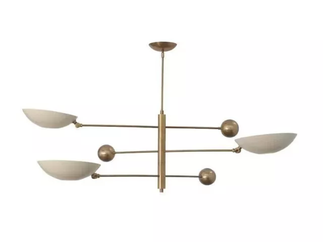 3 Light Pendant Mid Century Modern Raw Brass Sputnik chandelier light Fixture