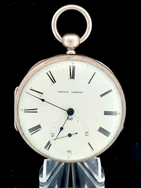 Antique ARNOLD LONDON Key Wind Key Set Silveride Open Face Pocket Watch - Runs