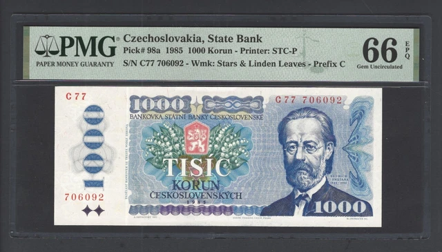 Czech Republic 1000 Korun 1985 P98a Uncirculated Grade 66
