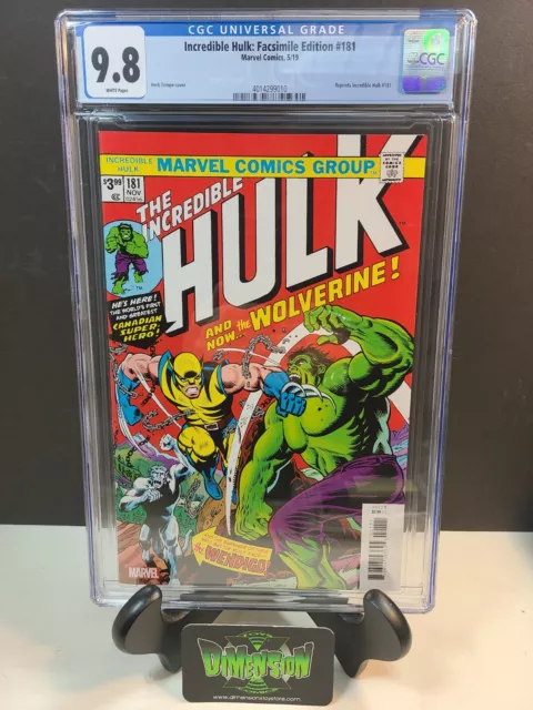 Incredible Hulk 181 Facsimile Cgc 9.8 1St Appearance Wolverine 2019 Nm/Mt Wp