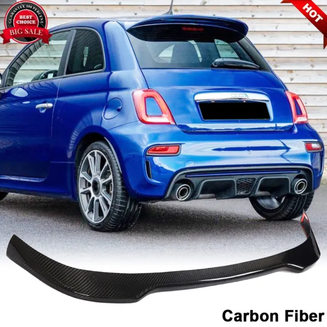 Fits FIAT 500 Abarth 595 2010-20 REAL CARBON Rear Roof Trunk Spoiler Window Wing