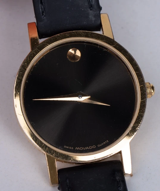 Autentico Orologio da polso Donna Slim Movado Museum Classico Quadrante Nero - 87 A1 832