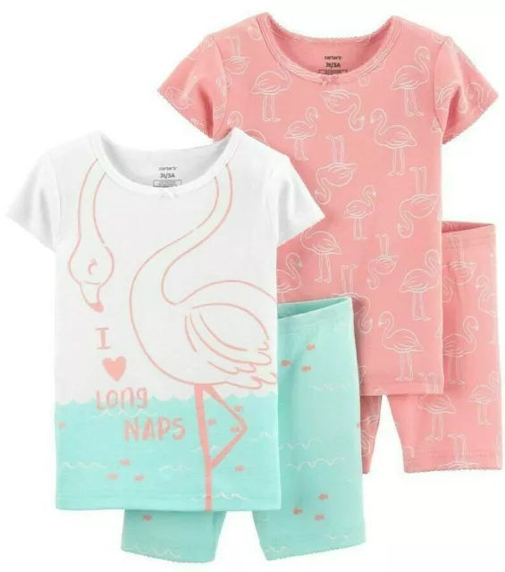 Carter's Baby Girls 4 Pc Snug Fit Pajama Set NWT  Size 24  Months  Flamingoes