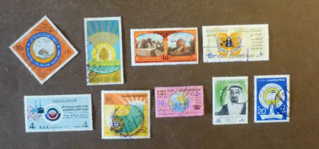 Briefmarken Saudi-Arabien / Saudi Arabia. 9 Stück, papierfrei, 1970er