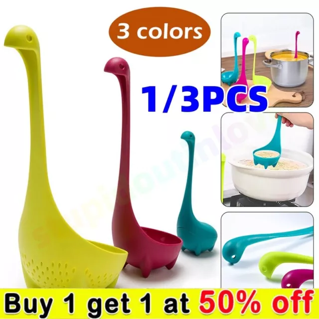 NEW 3PCS Kitchen Soup·Ladle Loch Ness Monster Design Upright Dinosaur Spoon