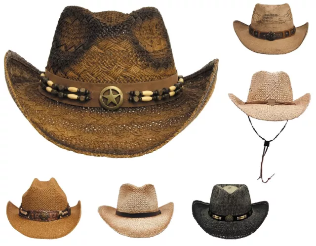 STROHHUT Westernhut Cowboyhut Dschungel Australien Herren Damen Square-Dance Hut