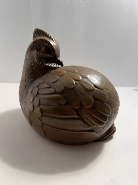 Ceramic Pottery Partridge Quail Figurine Vintage Brown 6”x4.5”