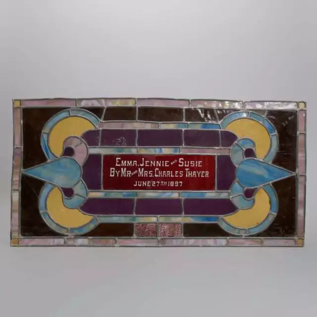 Antique Victorian Leaded Stained Glass Window, c1900 2