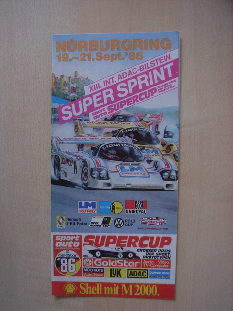 XIII. Int. ADAC-Bilstein Super Sprint, Nürburgring 19.-21.9.1986, Programm Flyer