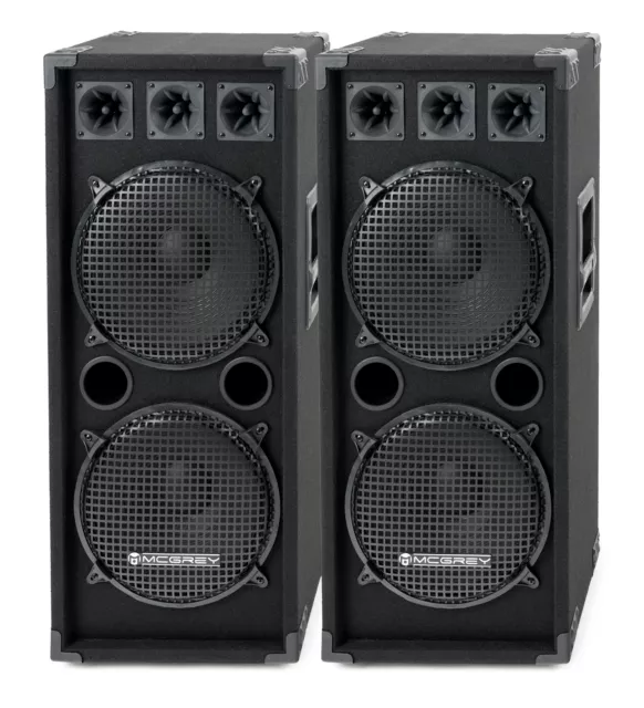 Pair d Enceintes DJ PA Disco 2x12" (30cm) Subwoofer Haut Parleur 2 Etages 2000W