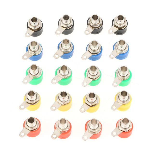 20Pcs Mixed Colors 4mm Speaker Amplifier Terminal Banana Plug Socket Jack UL