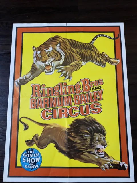 Vintage Ringling Bros & Barnum & Bailey Circus Poster Lion & Tiger