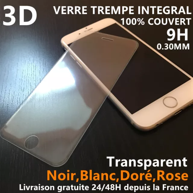 Vitre Film écran Intégral pour iPhone 6/6S/Plus/7/8/X VERRE TREMPE 3d