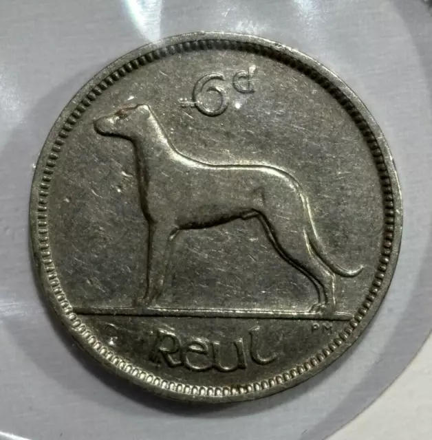 1928 Ireland 6 Pence Irish Wolfhound Coin