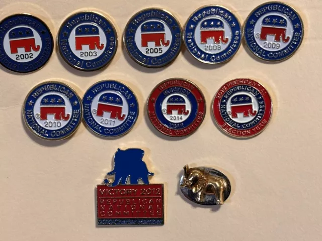 Republican National Committee Convention Enamel Hat Lapel Pins Vintage EUC