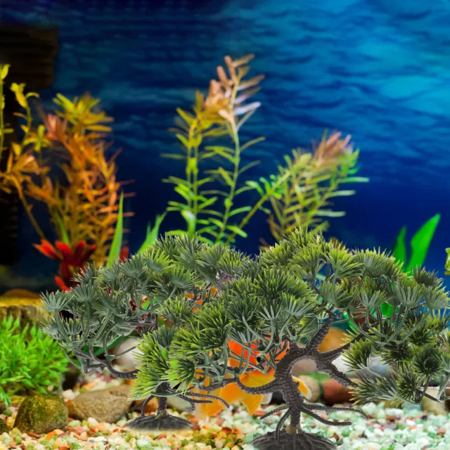 2 Pcs Ornements D'aquarium Aménagement Paysager Plantes Artificielles Décorer