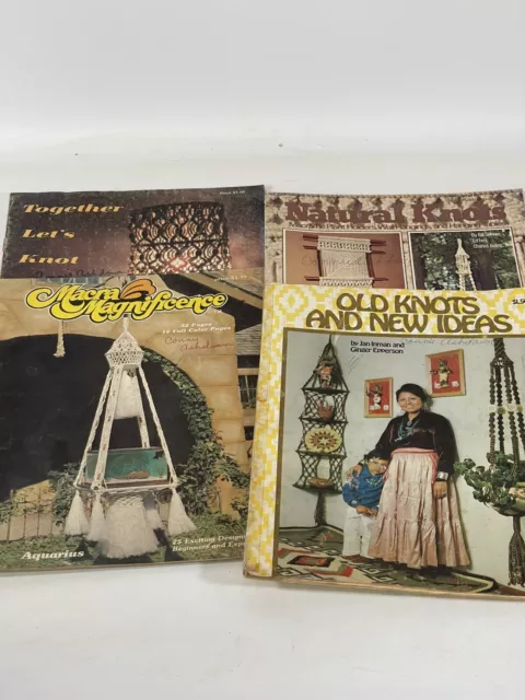 8 Vintage Macrame Books Lot Plant Pot Hangers, Wall Hangings Decor 1970's