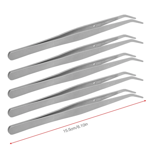 5x Curved Tweezer Stainless Steel Positioning Tweezers Sewing Accessories TOH