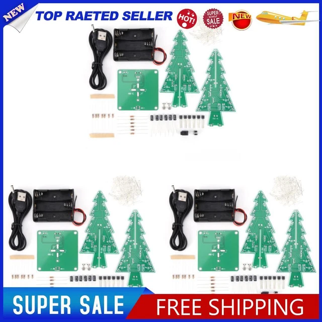 DIY 3D CHRISTMAS Tree 3 PCB Soldering Practice Kit for DIY Lovers (7 ...