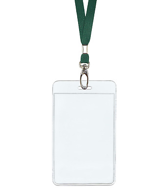 Foncé Vert Identité Lanière Cou Bracelet Cordon Clip Vertical Badge Tag Pochette
