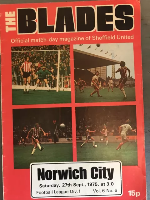 Sheffield United v Norwich City(Division1 75/6) 27/9/75 TC