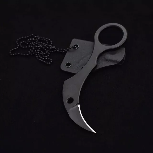 Couteau de cou mini karambit en acier D2 avec étui en kydex griffe