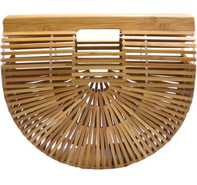Miuco Womens Bamboo Handbag Handmade Large Tote Bag Straw Beach Bags Beach Purse
