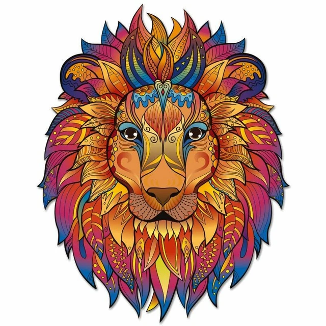 Lion Animals Shapes Wooden Puzzle For Children Adults Educational Toy Craft Gift