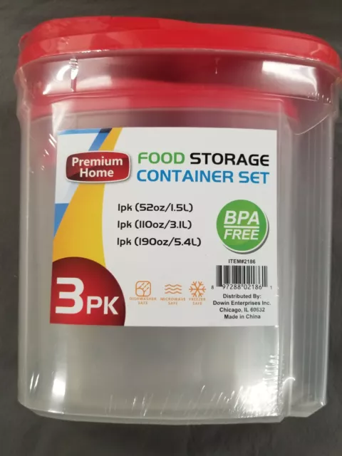 3 Pack 2.5L Large Cereal Keeper Food Storage Container 23.75 Cups BPA Free  USA