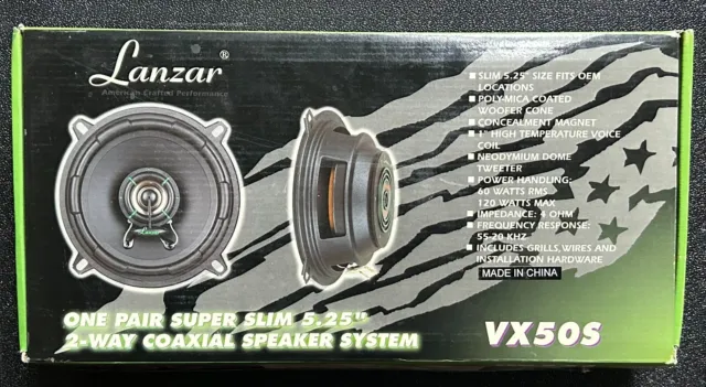 Lanzar One Pair Super Slim 5.25" 2-Way Coaxail Speaker System